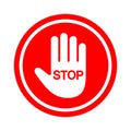 Hand blocking  Stop Sign Red isolated on white background Royalty Free Stock Photo